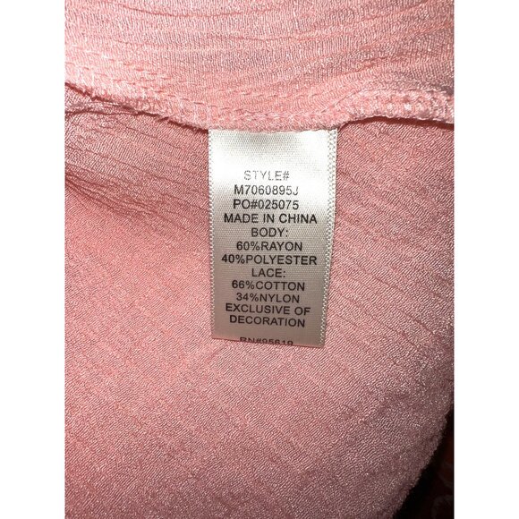 John Paul Richard Pink Lace Peasant Blouse Large 3/4 Elastic Sleeve (19in) - Picture 4 of 5